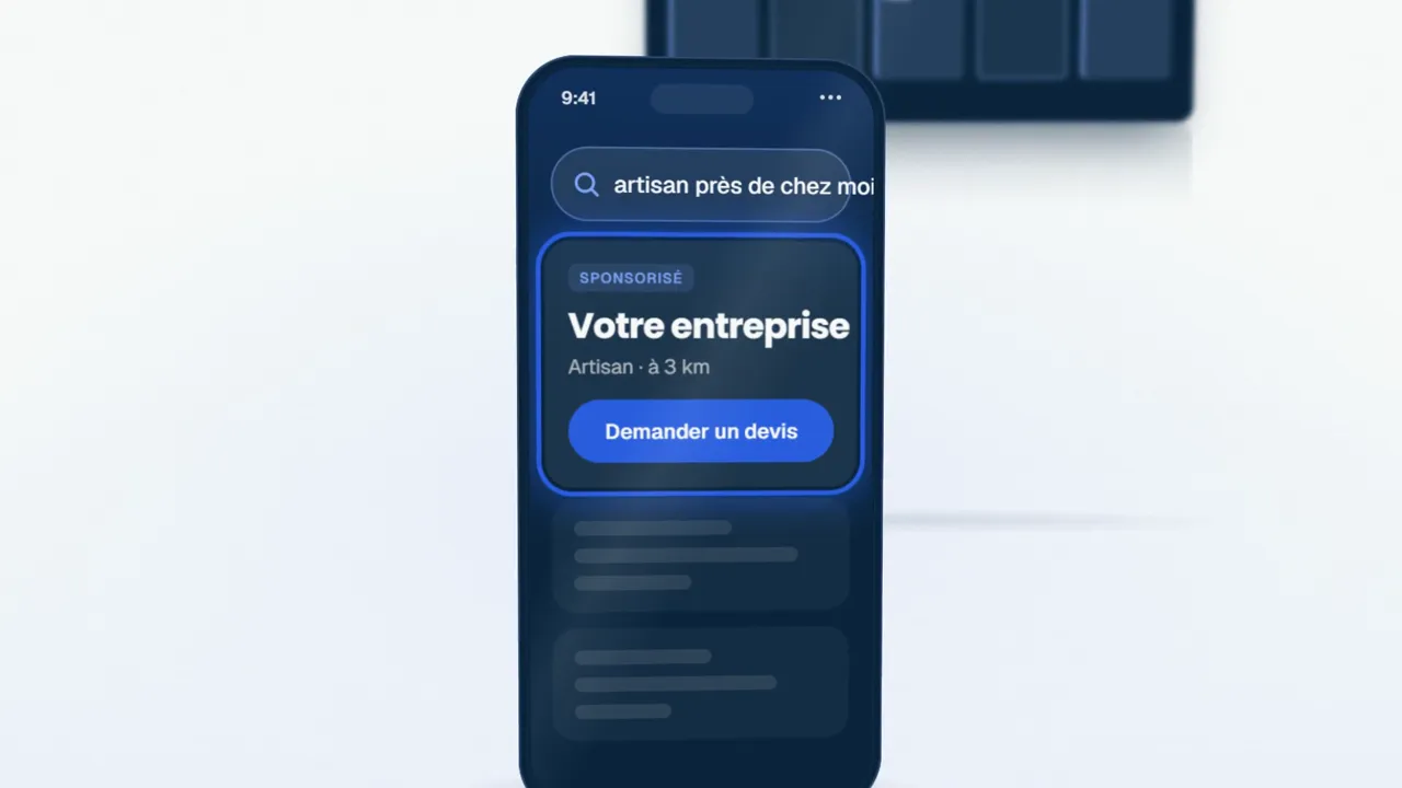Le film « Plus de chantiers » : quelqu'un cherche un artisan près de chez lui, et votre entreprise apparaît sur Google